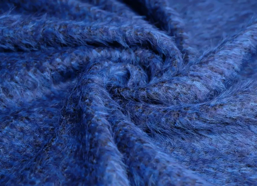 Ткань пальтовая ворсовая синий ш 1,5 (мохер 50% вискоза 50%)