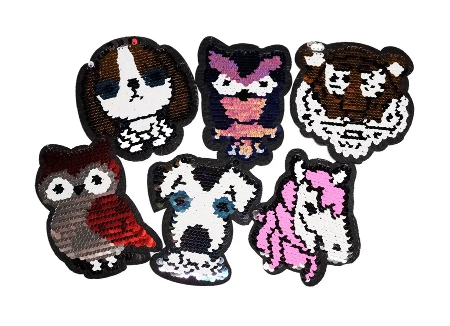 Аппликации пайетки термо Звери ассортименте