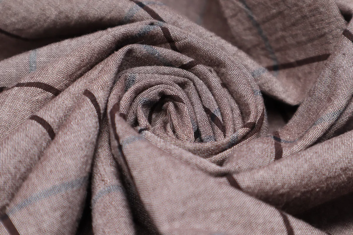 Ткань уваренный хлопок клетка коричневый ш 2,45 (хлопок 100%) 