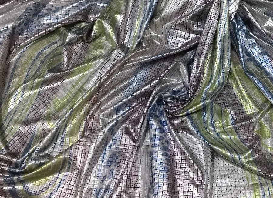 Ткань трикотаж диско набивной бирюзовый ш 1,5 (пэ 100%)