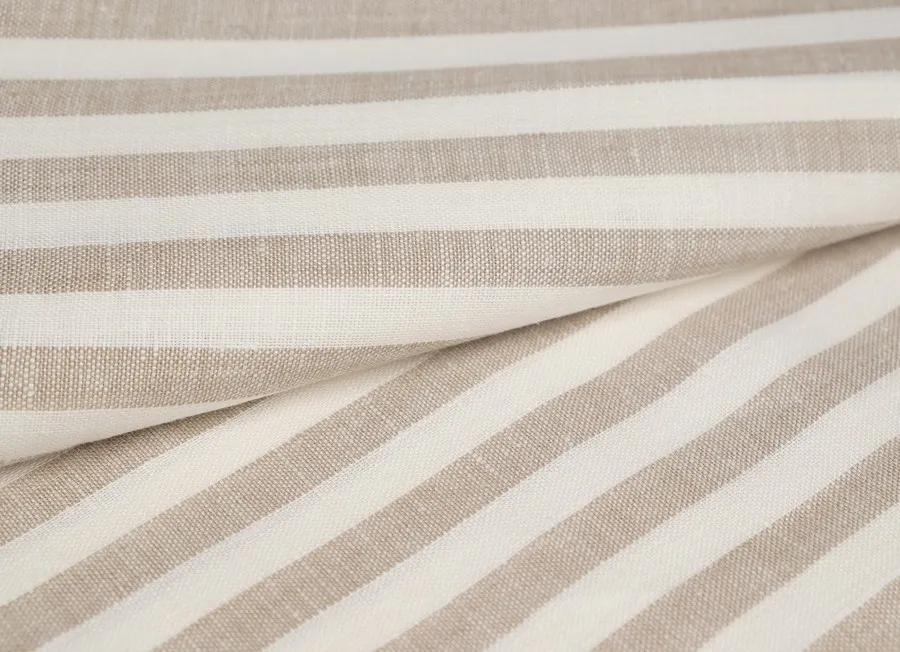 Ткань лен полоска бело-бежевый (1см) ш 1,5 (лен 100%)