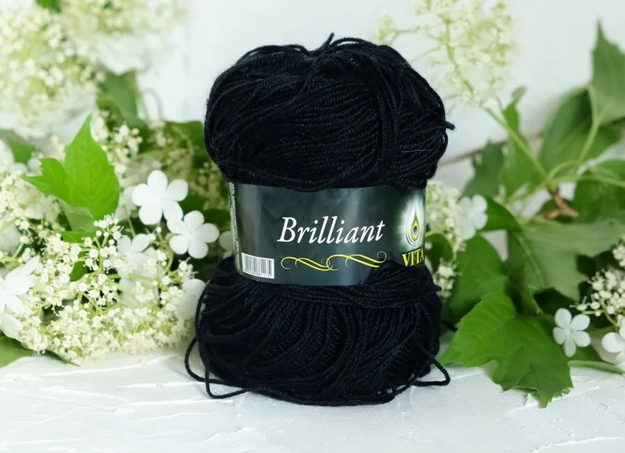 Пряжа Brilliant черный (100гр 380м) (шерсть ластер  45%  акрил 55%)
