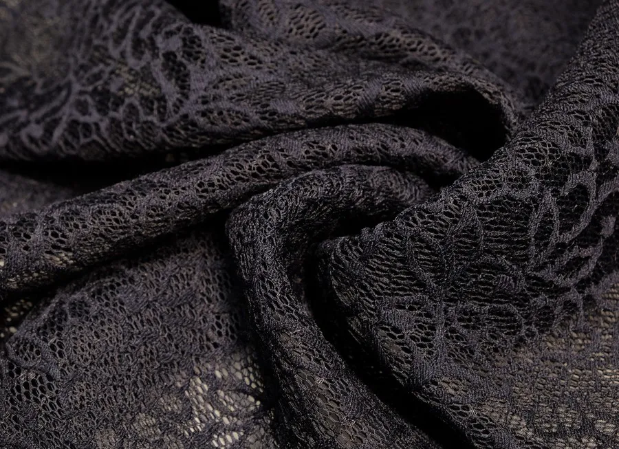 Ткань гипюр на сетке чернильный ш 1,4 (пэ 100%)