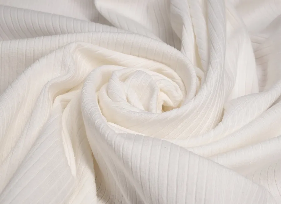 Ткань трикотаж резинка белый ш 1,5 (хлопок 95% эластан5%)