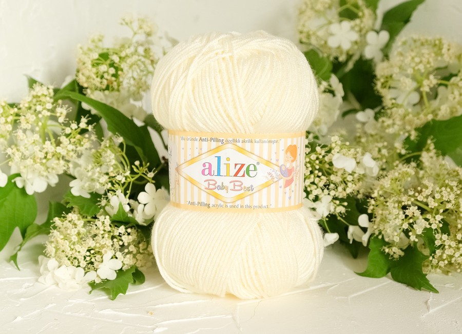 Пряжа Alize Baby Best ваниль  (100гр 120м) (акрил 90% 10% бамбук) 