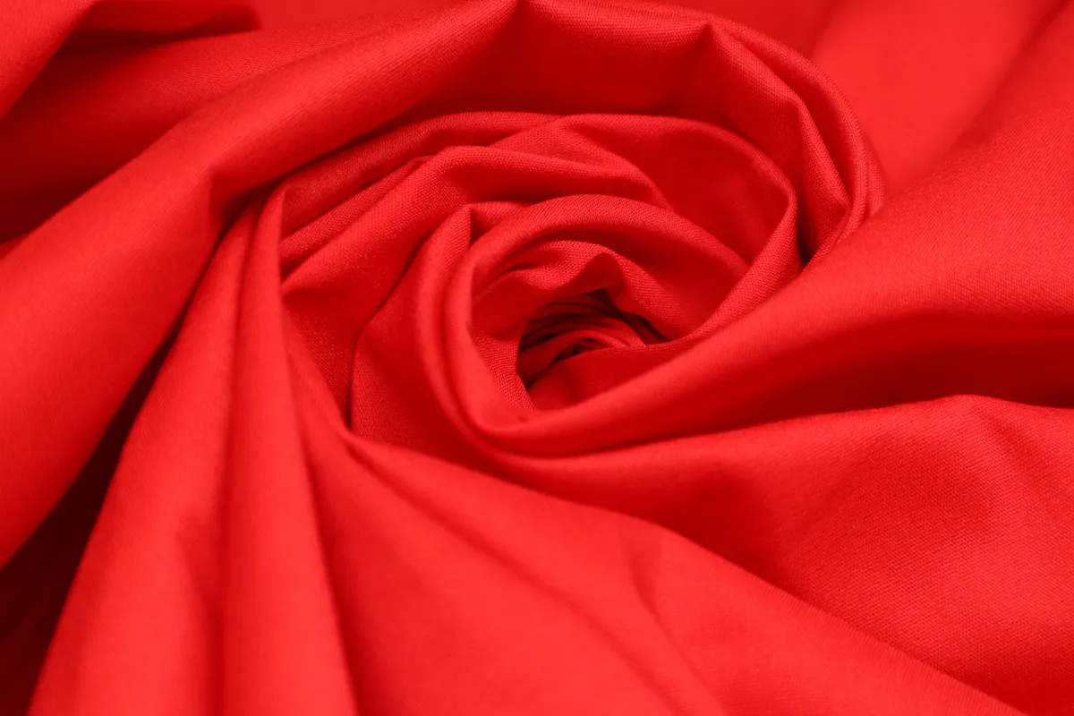 Ткань поплин "Брава" красный ш 1,5 (хлопок 75% пэ 22% эл 3%) 