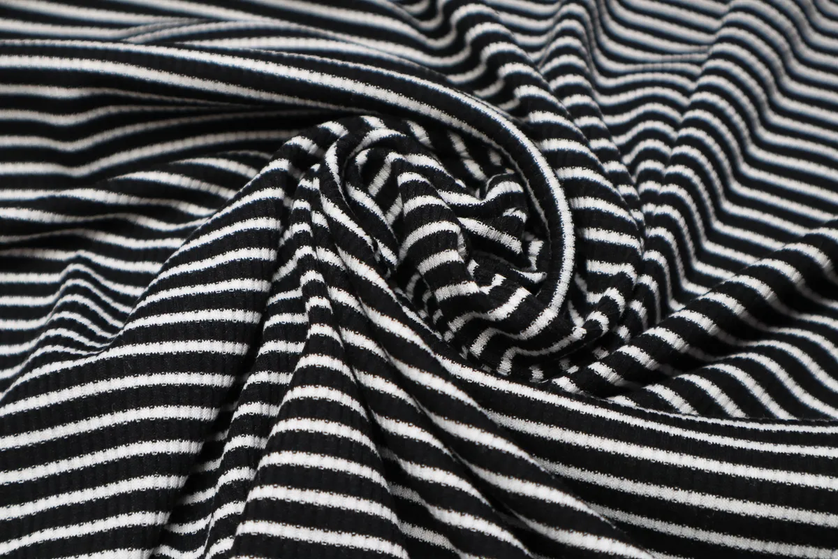 Ткань трикотаж резинка-лапша черно-белый ш 1,6 (хлопок 20% пэ 80%)