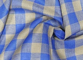 Ткань лен клетка бежево-синий ш 1,5 (лен 100%) Ткань лен клетка бежево-синий ш 1,5 (лен 100%)