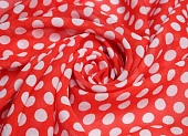 Ткань шифон с принтом горох красно-белый ш 1м (шелк 100%) Ткань шифон с принтом горох красно-белый ш 1м (шелк 100%)