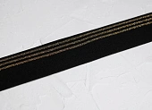 Тесьма эластичная декоративная черный полосы золото 4см Тесьма эластичная декоративная черный полосы золото 4см