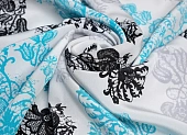 Ткань крепдешин с принтом черно-бирюзовый серый ш 1,4 (шелк 100%) Ткань крепдешин с принтом черно-бирюзовый серый ш 1,4 (шелк 100%)