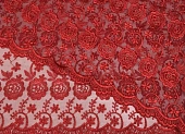 Ткань кружевное полотно цветы крупные красный ш 1,05 (пэ 100%) Ткань кружевное полотно цветы крупные красный ш 1,05 (пэ 100%)