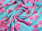 Ткань крепдешин с принтом розы ярко-голубой ш 1,4 (шелк 100%) Ткань крепдешин с принтом розы ярко-голубой ш 1,4 (шелк 100%)
