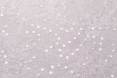 Ткань кружевная на органзе с пайетками белый ш 1,4 (пэ 100%)