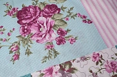 Ткань поплин с принтом Пейчворк розово-бирюзовый ш 2,2 (хлопок 100%) 