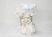 Пряжа alize puffy color бело-голубо(100гр 9м)(микрополиэстер 100%)