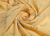 Ткань крепдешин с принтом веточки желтый ш 1,4 (шелк 100%) Ткань крепдешин с принтом веточки желтый ш 1,4 (шелк 100%)