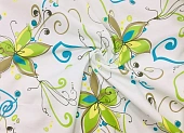 Ткань плательная цветы салатно-бирюзовые былый ш 1,4 (хлопок 100%) Ткань плательная цветы салатно-бирюзовые былый ш 1,4 (хлопок 100%)