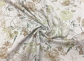 Ткань плательная цветы темно-бежевый ш 1,4 (лен 55%вискоза 45%) Ткань плательная цветы темно-бежевый ш 1,4 (лен 55%вискоза 45%)