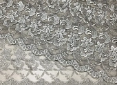 Ткань кружевное полотно цветы крупные светло-серый ш 1,05 (пэ 100%) Ткань кружевное полотно цветы крупные светло-серый ш 1,05 (пэ 100%)