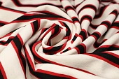 Ткань трикотаж полоска черно-бело-красная ш 1,5 (вискоза 94% эл 6%) Ткань трикотаж полоска черно-бело-красная ш 1,5 (вискоза 94% эл 6%)