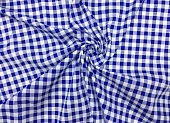 Ткань с принтом клетка средняя бело-синий ш 1,4 (хлопок 100%) стрейч Ткань с принтом клетка средняя бело-синий ш 1,4 (хлопок 100%) стрейч