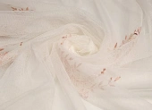 Ткань сетка вышивка с бордюром цветы пудровые молочный ш 3.0 (пэ 100%) Ткань сетка вышивка с бордюром цветы пудровые молочный ш 3.0 (пэ 100%)