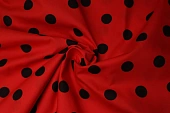 Ткань перкаль горох черно-красный ш 1,5 (хлопок 100%)