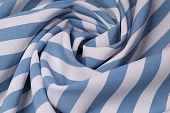 Ткань плательная полоска широкая бело-голубой ш 1,5 (пэ 97% эл 3%) Ткань плательная полоска широкая бело-голубой ш 1,5 (пэ 97% эл 3%)