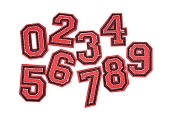 Аппликации термо цифра красно-черный в ассортименте