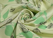 Ткань крепдешин с принтом листья светло-зеленый ш 1,4 (шелк 100%) Ткань крепдешин с принтом листья светло-зеленый ш 1,4 (шелк 100%)