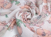 Ткань крепдешин с принтом розы молочный ш 1,4 (шелк 100%) Ткань крепдешин с принтом розы молочный ш 1,4 (шелк 100%)