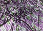 Ткань трикотаж диско набивной сиреневый ш 1,5 (пэ 100%)