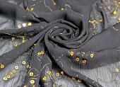Ткань шифон вышивка с пайетками черный ш1,5 (пэ 100%) Ткань шифон вышивка с пайетками черный ш1,5 (пэ 100%)