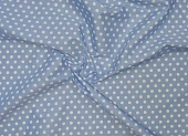 Ткань с принтом горох средний голубой ш 1,4 (хлопок 97% эл 3%) Ткань с принтом горох средний голубой ш 1,4 (хлопок 97% эл 3%)