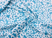 Ткань плательная цветы бирюзовый ш 1,4 (хлопок 95% эл 5%) Ткань плательная цветы бирюзовый ш 1,4 (хлопок 95% эл 5%)
