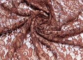 Ткань кружевное полотно цветы с люриксом коричневый ш 1,5 (пэ 100%) Ткань кружевное полотно цветы с люриксом коричневый ш 1,5 (пэ 100%)