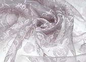 Ткань органза-жаккард розы серый ш 2,7 (пэ 100%) Ткань органза-жаккард розы серый ш 2,7 (пэ 100%)