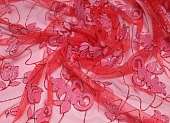 Ткань кружевное полотно розы красный ш 1,5 (пэ 100%) Ткань кружевное полотно розы красный ш 1,5 (пэ 100%)