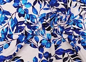 Ткань плательная листья синий ш 1,45 (вискоза 100%) Ткань плательная листья синий ш 1,45 (вискоза 100%)