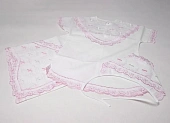 Комплект крестильный для новорожденного розовый хлопок 100% (уголок,рубашка,чепчик)