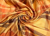 Ткань тафта клетка оранжево-коричневый ш 1,4 (шелк 100%) Ткань тафта клетка оранжево-коричневый ш 1,4 (шелк 100%)