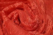 Ткань кружевное полотно гипюр оранжевый ш 1,3 (пэ 100%)